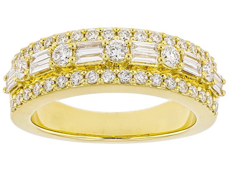 White Lab-Grown Diamond F-G SI 14K Yellow Gold Over Sterling Silver Band Ring 1.00ctw