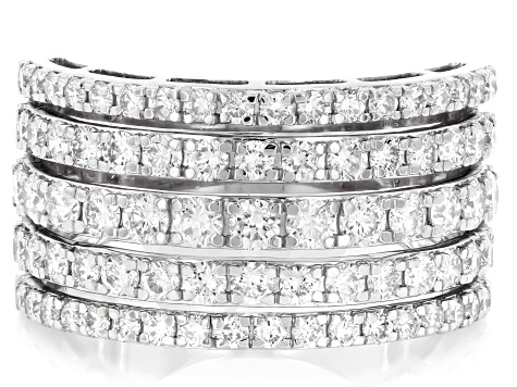 White Lab-Grown Diamond F-G SI Rhodium Over Sterling Silver Ring 2.00ctw