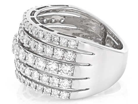 White Lab-Grown Diamond F-G SI Rhodium Over Sterling Silver Ring 2.00ctw