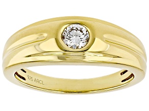 White Lab-Grown Diamond F-G VS 14K Yellow Gold Over Sterling Silver Mens Solitaire Ring 0.33ct