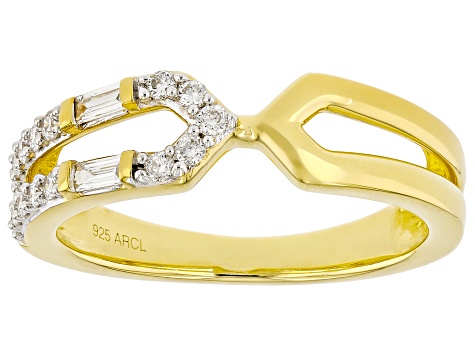 White Lab-Grown Diamond F-G SI 14K Yellow Gold Over Sterling Silver Ring 0.25ctw