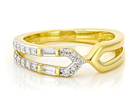 White Lab-Grown Diamond F-G SI 14K Yellow Gold Over Sterling Silver Ring 0.25ctw
