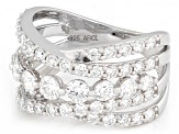 White Lab-Grown Diamond F-G SI Rhodium Over Sterling Silver Crossover Ring 2.00ctw