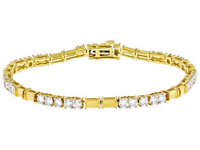 White Lab-Grown Diamond F-G SI 14K Yellow Gold Over Sterling Silver Tennis Bracelet 3.00ctw