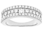 White Lab-Grown Diamond F-G SI Rhodium Over Sterling Silver Band Ring 1.00ctw