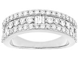 White Lab-Grown Diamond F-G SI Rhodium Over Sterling Silver Band Ring 1.00ctw