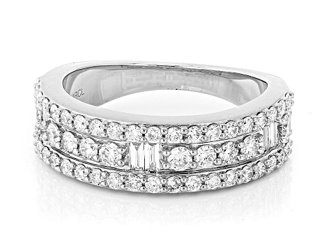 White Lab-Grown Diamond F-G SI Rhodium Over Sterling Silver Band Ring 1.00ctw