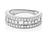White Lab-Grown Diamond F-G SI Rhodium Over Sterling Silver Band Ring 1.00ctw