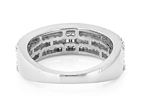 White Lab-Grown Diamond F-G SI Rhodium Over Sterling Silver Band Ring 1.00ctw