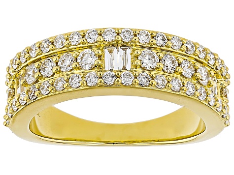 White Lab-Grown Diamond F-G SI 14K Yellow Gold Over Sterling Silver Band Ring 1.00ctw