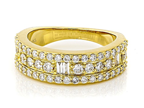 White Lab-Grown Diamond F-G SI 14K Yellow Gold Over Sterling Silver Band Ring 1.00ctw