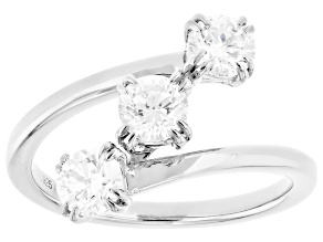 White Lab-Grown Diamond F-G VS Rhodium Over Sterling Silver 3-Stone Ring 1.00ctw