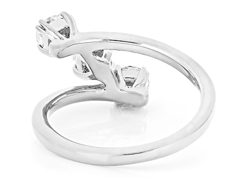White Lab-Grown Diamond F-G VS Rhodium Over Sterling Silver 3-Stone Ring 1.00ctw