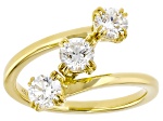 White Lab-Grown Diamond F-G VS 14K Yellow Gold Over Sterling Silver 3-Stone Ring 1.00ctw