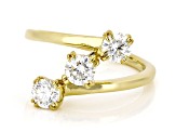 White Lab-Grown Diamond F-G VS 14K Yellow Gold Over Sterling Silver 3-Stone Ring 1.00ctw