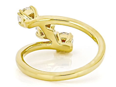 White Lab-Grown Diamond F-G VS 14K Yellow Gold Over Sterling Silver 3-Stone Ring 1.00ctw