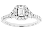 White Lab-Grown Diamond F-G SI Rhodium Over Sterling Silver Halo Ring 1.00ctw