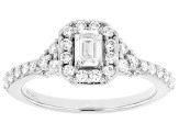 White Lab-Grown Diamond F-G SI Rhodium Over Sterling Silver Halo Ring 1.00ctw