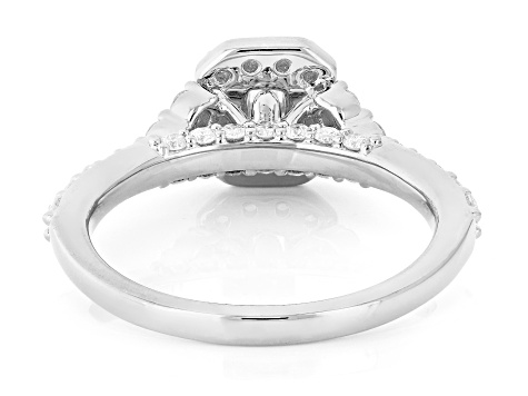 White Lab-Grown Diamond F-G SI Rhodium Over Sterling Silver Halo Ring 1.00ctw