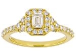White Lab-Grown Diamond F-G SI 14K Yellow Gold Over Sterling Silver Halo Ring 1.00ctw