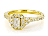 White Lab-Grown Diamond F-G SI 14K Yellow Gold Over Sterling Silver Halo Ring 1.00ctw
