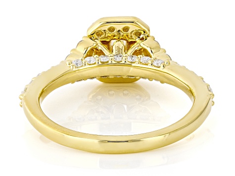 White Lab-Grown Diamond F-G SI 14K Yellow Gold Over Sterling Silver Halo Ring 1.00ctw