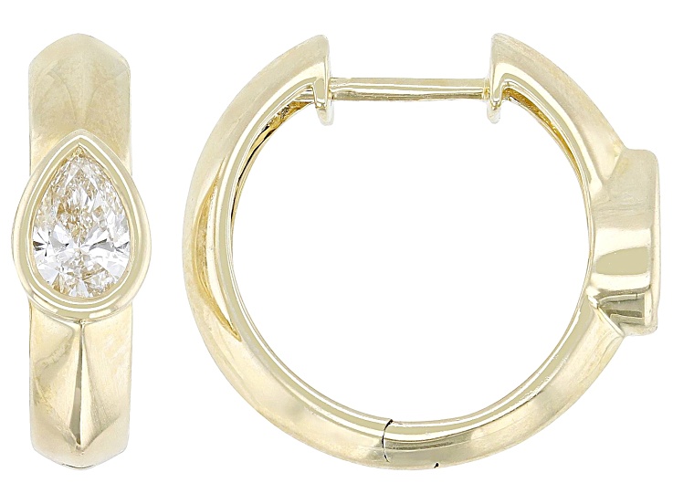 White Lab-Grown Diamond F SI2 10k Yellow Gold Hoop Earrings 0.50ctw