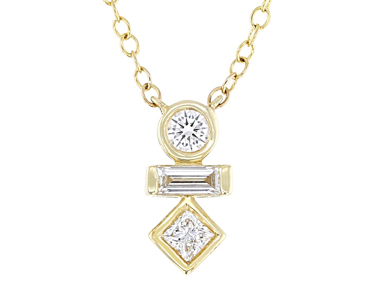 White Lab-Grown Diamond F SI2 10k Yellow Gold Necklace 0.25ctw
