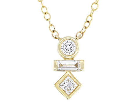 White Lab-Grown Diamond F SI2 10k Yellow Gold Necklace 0.25ctw