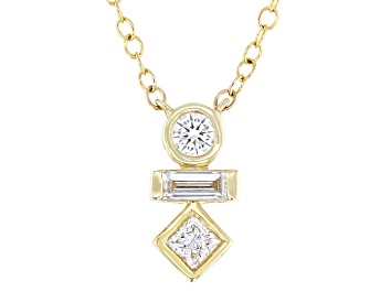 Picture of White Lab-Grown Diamond F SI2 10k Yellow Gold Necklace 0.25ctw
