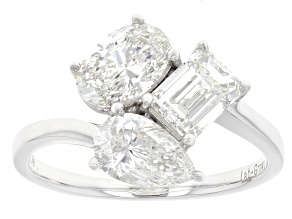 White Lab-Grown Diamond H SI1 14k White Gold 3-Stone Ring 2.50ctw