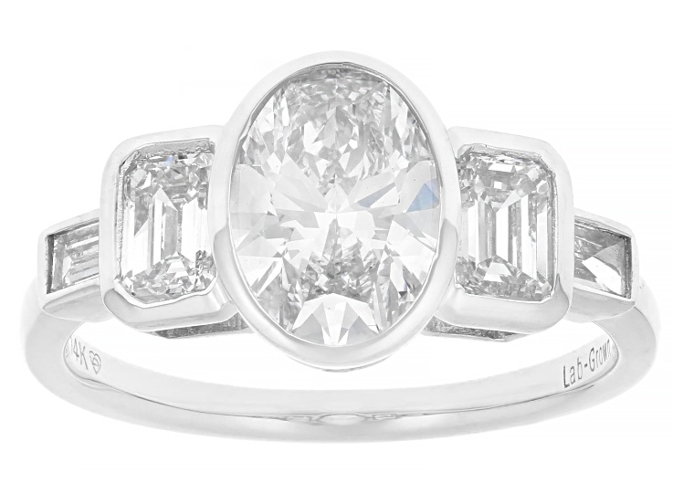 White Lab-Grown Diamond H SI1 14k White Gold Bezel Ring 2.50ctw