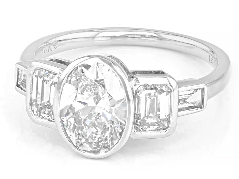 White Lab-Grown Diamond H SI1 14k White Gold Bezel Ring 2.50ctw