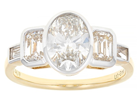 White Lab-Grown Diamond H SI1 14k Yellow Gold Bezel Ring 2.50ctw