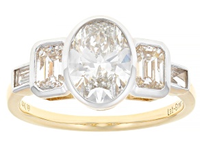 White Lab-Grown Diamond H SI1 14k Yellow Gold Bezel Ring 2.50ctw