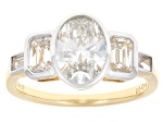 White Lab-Grown Diamond H SI1 14k Yellow Gold Bezel Ring 2.50ctw