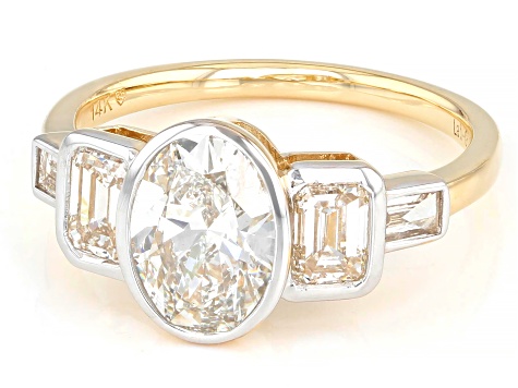 White Lab-Grown Diamond H SI1 14k Yellow Gold Bezel Ring 2.50ctw