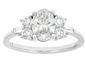 White Lab-Grown Diamond H SI1 14k White Gold Cluster Ring 1.50ctw