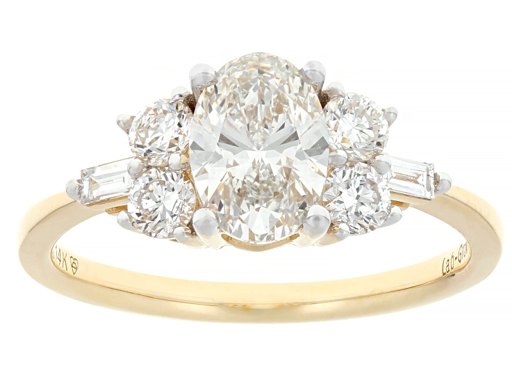 White Lab-Grown Diamond H SI1 14k Yellow Gold Cluster Ring 1.50ctw