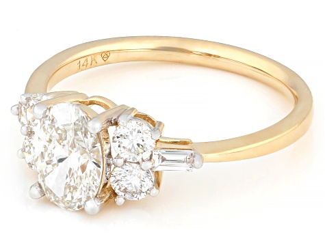 White Lab-Grown Diamond H SI1 14k Yellow Gold Cluster Ring 1.50ctw