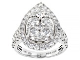 White Lab-Grown Diamond G-H SI2 10K White Gold Cluster Ring With Matching Bands 4.00ctw