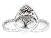 White Lab-Grown Diamond G-H SI2 10K White Gold Cluster Ring With Matching Bands 4.00ctw