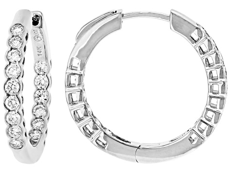 White Lab-Grown Diamond F SI 14k White Gold Hoop Earrings 1.00ctw