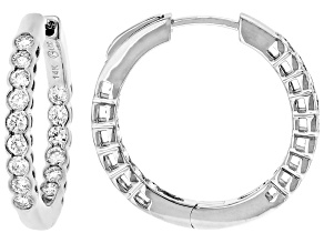 White Lab-Grown Diamond F SI 14k White Gold Hoop Earrings 1.00ctw