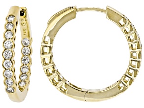 White Lab-Grown Diamond F SI 14k Yellow Gold Hoop Earrings 1.00ctw
