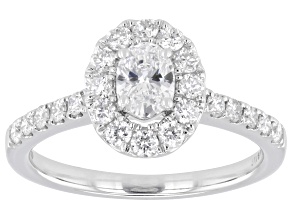 White Lab-Grown Diamond H VS2 10K White Gold Halo Ring 1.00ctw