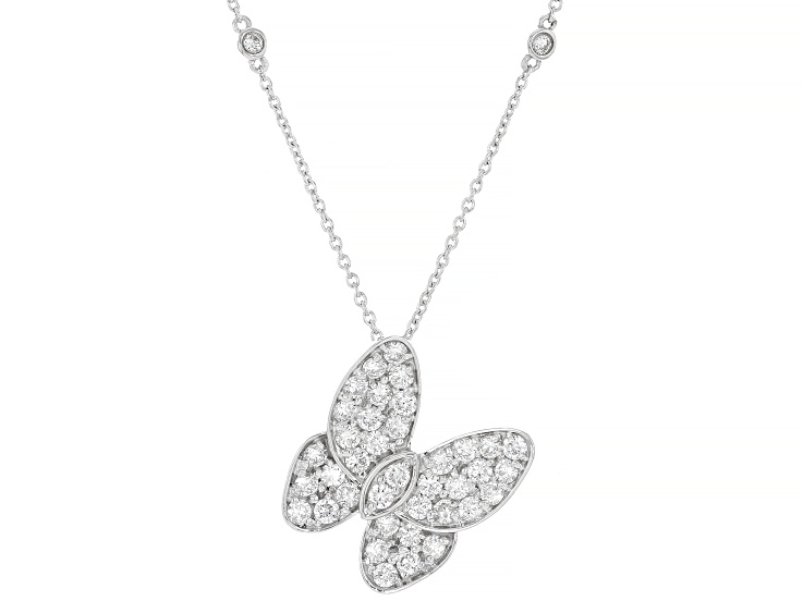 White Lab-Grown Diamond G-H VS Rhodium Over Sterling Silver Butterfly Pendant With 18" Chain 1.75ctw
