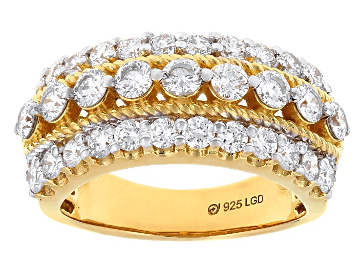 White Lab-Grown Diamond G-H VS 18K Yellow Gold Over Sterling Silver Ring 2.00ctw