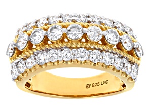 White Lab-Grown Diamond G-H VS 18K Yellow Gold Over Sterling Silver Ring 2.00ctw