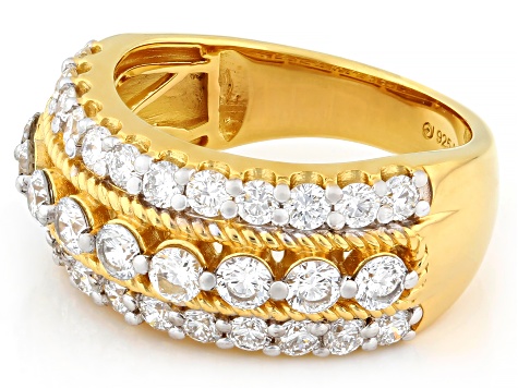 White Lab-Grown Diamond G-H VS 18K Yellow Gold Over Sterling Silver Ring 2.00ctw